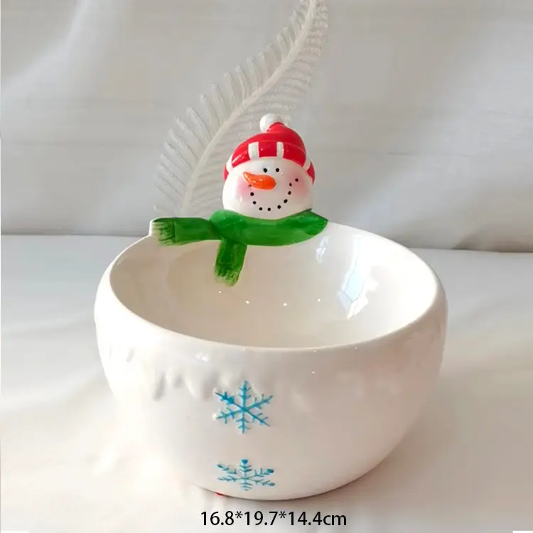 Christmas 3D Snowman Small Dolomite Ceramic Candy Bowl