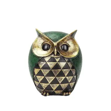 Luxury Geometric Pattern Owl Resin Decor Multi-Color Retro Home Tabletop