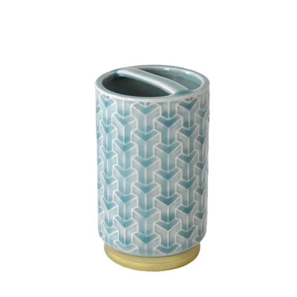 OEM Teal Geometric Arrow - Patterned Ceramic Bathroom 6 - Piece Set Supplier, Product