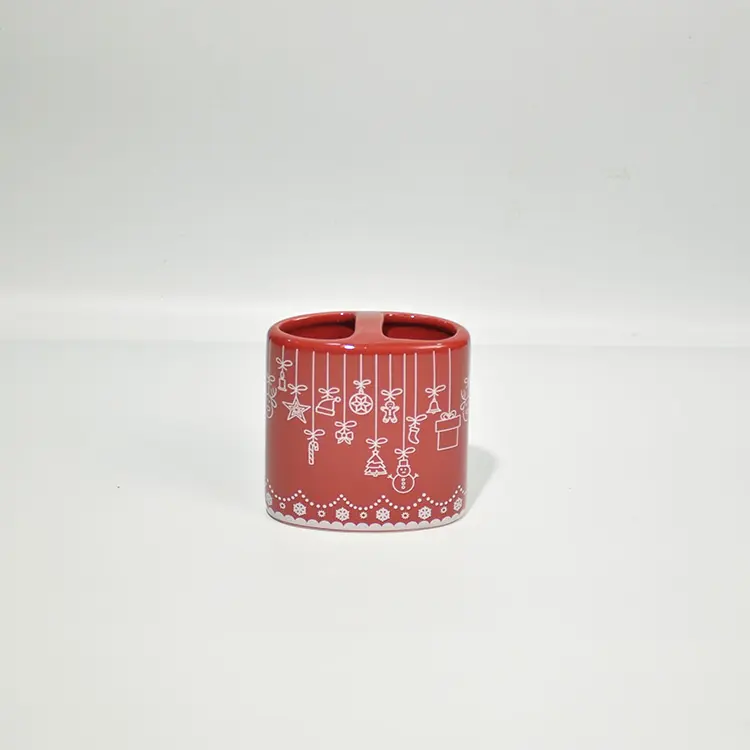 Buy Christmas Red - White Festive Bell & Ornament Ceramic Bathroom Accessory Set Exporter, Companies
