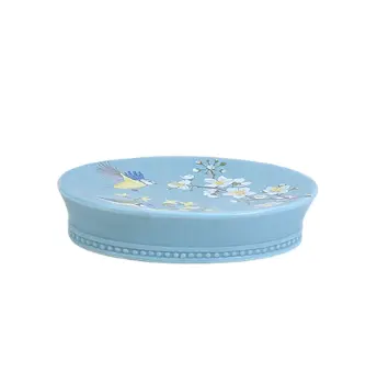 Custom Light Blue Bird & Floral Patterned Dolomite Bathroom 4 - Piece Set Supplier, Exporter