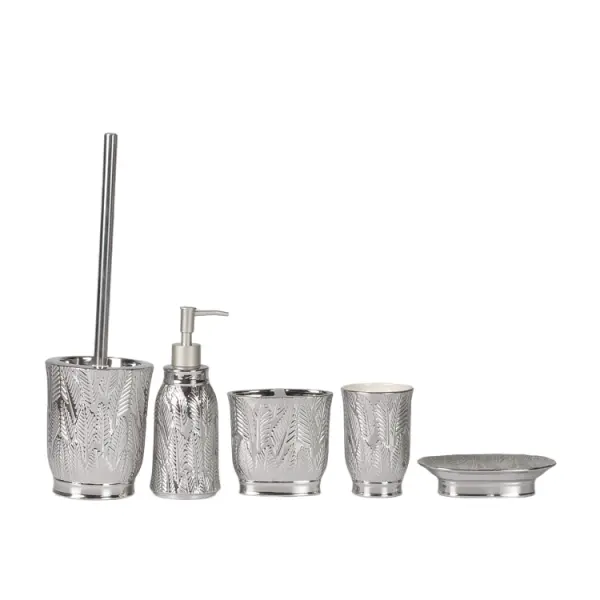 jiashun Silver Glazed Embossed Leaf Ceramic Bathroom 5-Piece Set Exporters, Companies