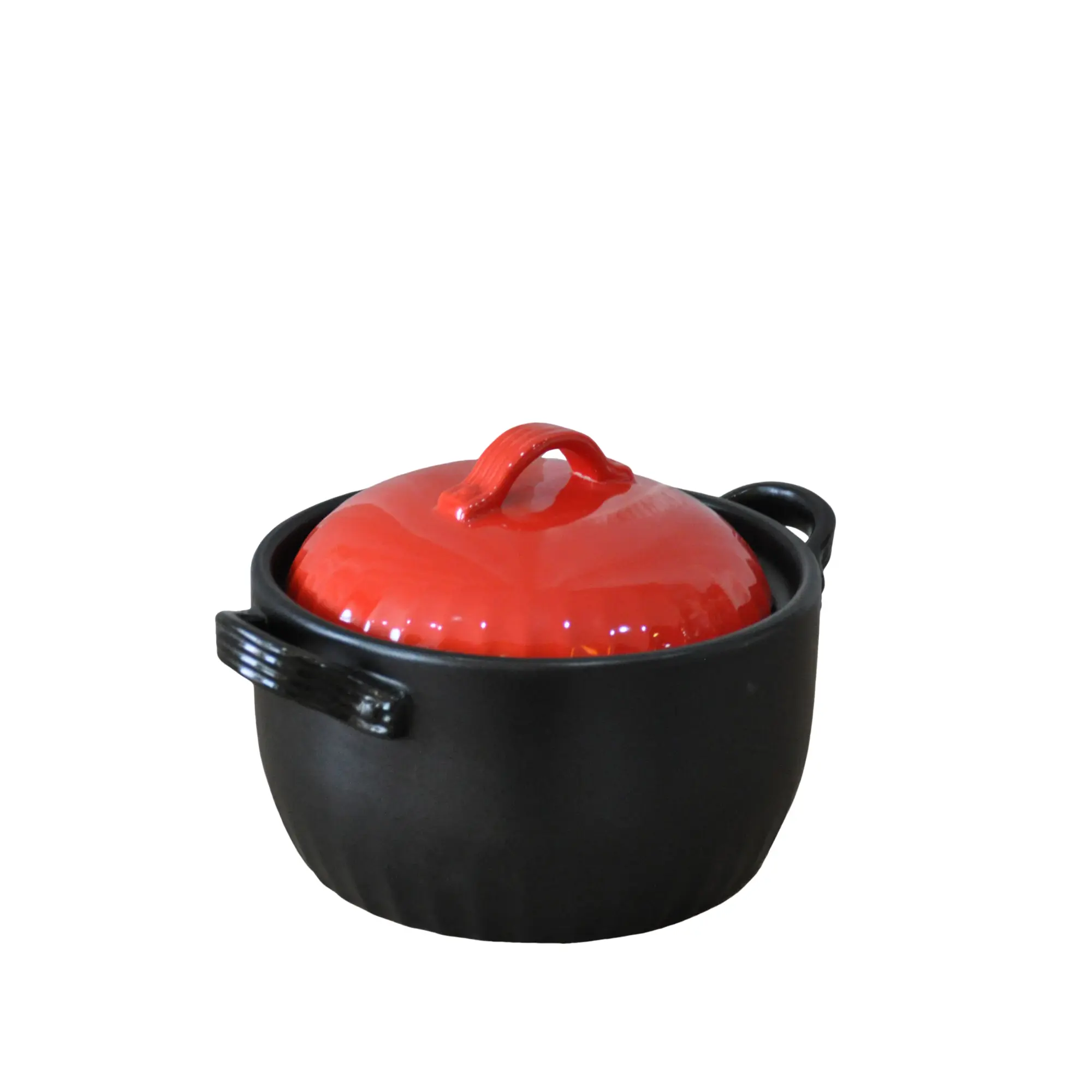 Custom Glossy Black Body Red Lid Ceramic Casserole Manufacturer, Supplier