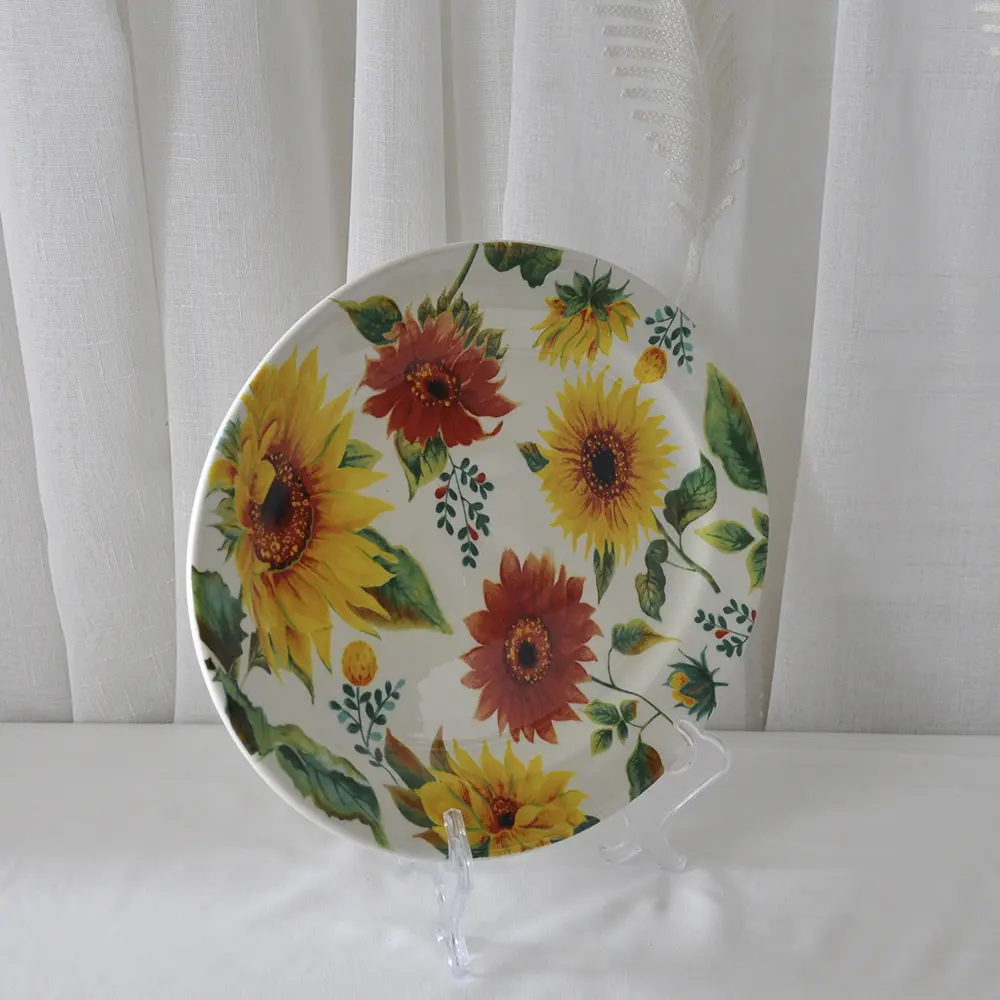 Discount Sunflower & Vibrant Floral Oval Ceramic Platter Suppliers, Exporters
