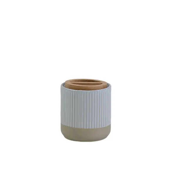 ODM Light Gray & Beige Ribbed - Texture Stoneware Bathroom 6 - Piece Set Manufacturers, Companies