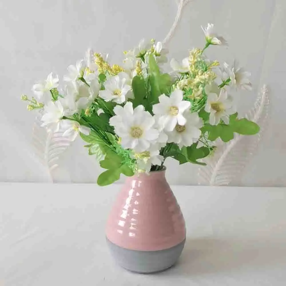 Custom Macaron Color Two-Tone Striped Ceramic Vase Factory, Exporter