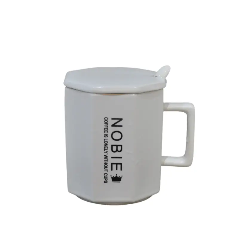 ODM Minimalist Octagonal Ceramic Mug with Lid and Spoon Factories, Exporters