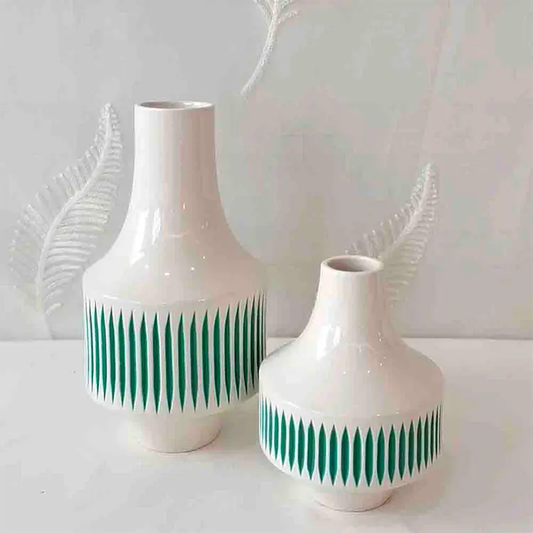 Cheap Nordic Modern Geometric - Striped Stoneware Vase Set Manufacturers, Supplier