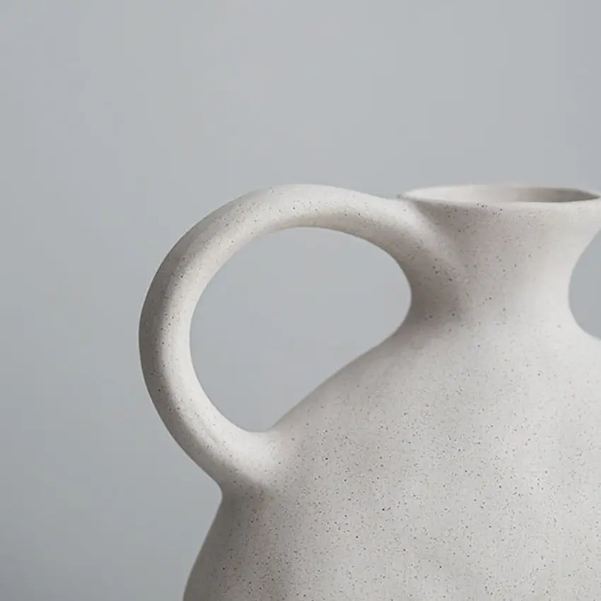 Discount Milky White Speckled Glaze Single-Handled Jug-Shaped Ceramic Vase Factory, Factories