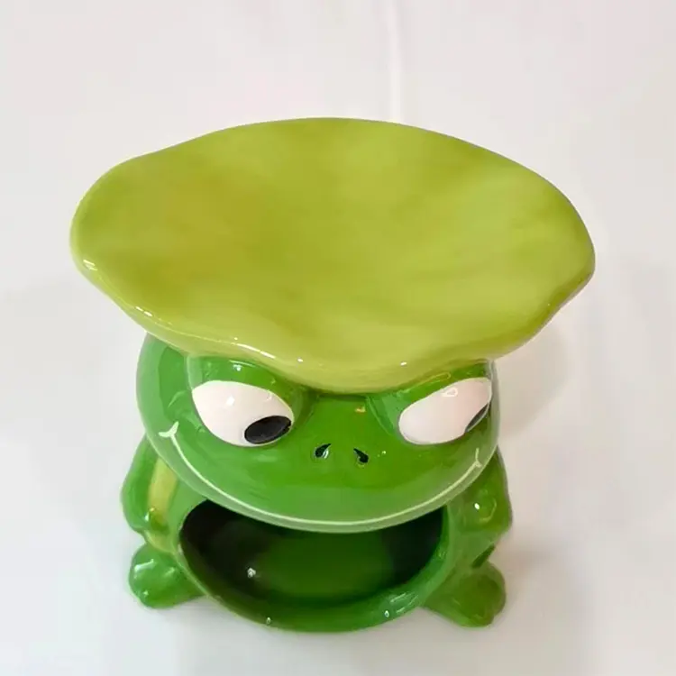 Custom Adorable Green Frog - Shaped Dolomite Candle Holder Company, Companies