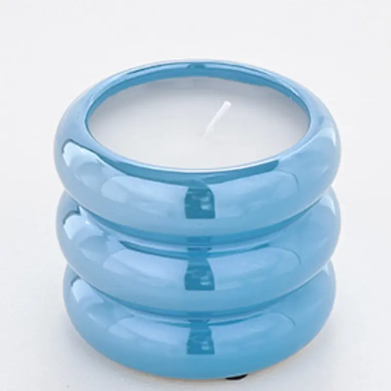 ODM Retro Stacked Ring Glossy Colorful Ceramic Candle Holder Manufacturer, Supplier