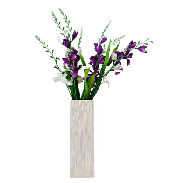 Cheap Beige Woodgrain - Textured Ceramic Rectangular Vase Factories, Product