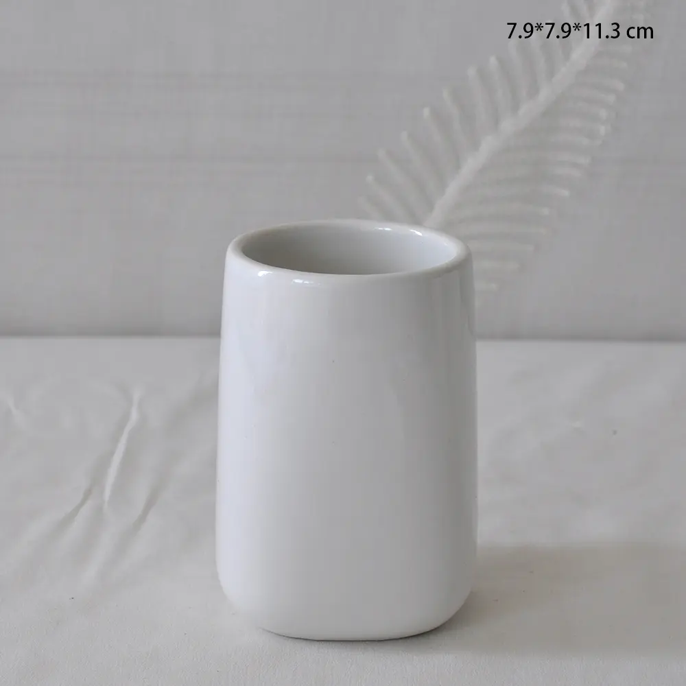 Minimalist White Ceramic Bathroom Set - Individual Items