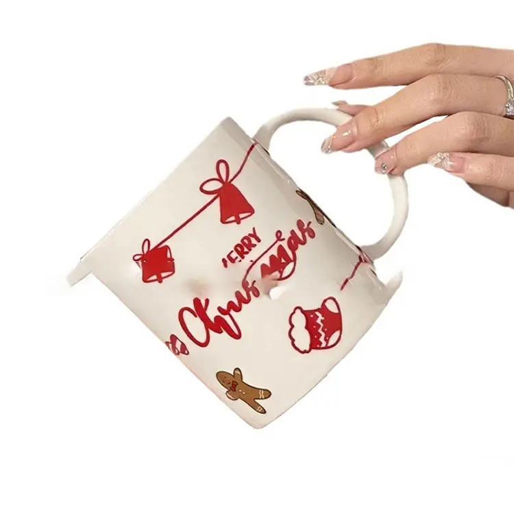 Buy Red White Christmas Elements Hand-Painted Ceramic Mug Factories, Exporters