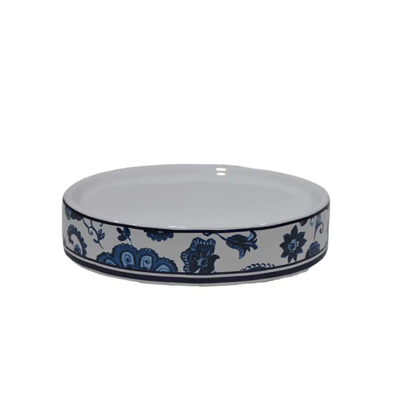 Discount Blue and White Floral Paisley Glossy Glazed Dolomite Bathroom 4 - Piece Set Manufacturers, Products