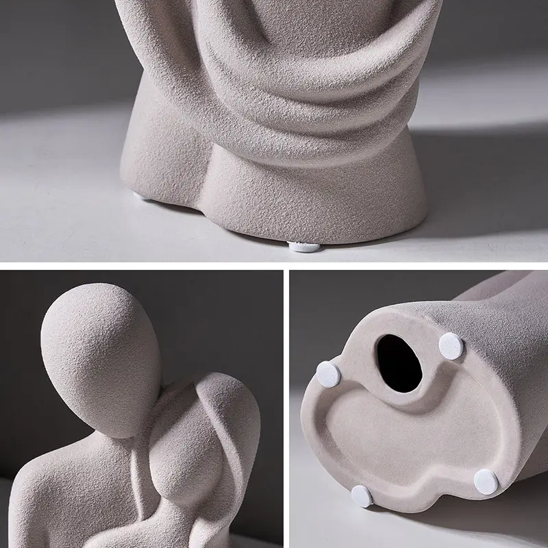 jiashun Minimalist Matte White Ceramic Couple Embrace Sculpture Manufacturer, Exporter