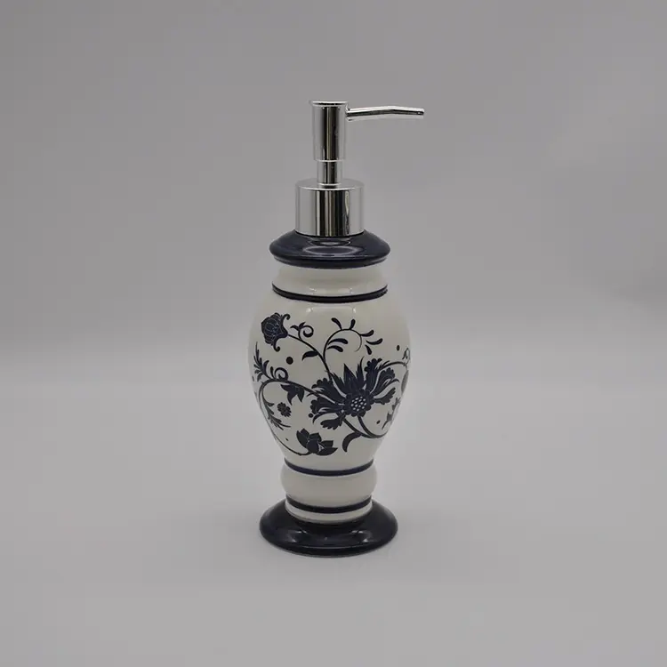 Cheap European Blue & White Floral Ceramic Bathroom 4-Piece Set Manufacturers, Exporter