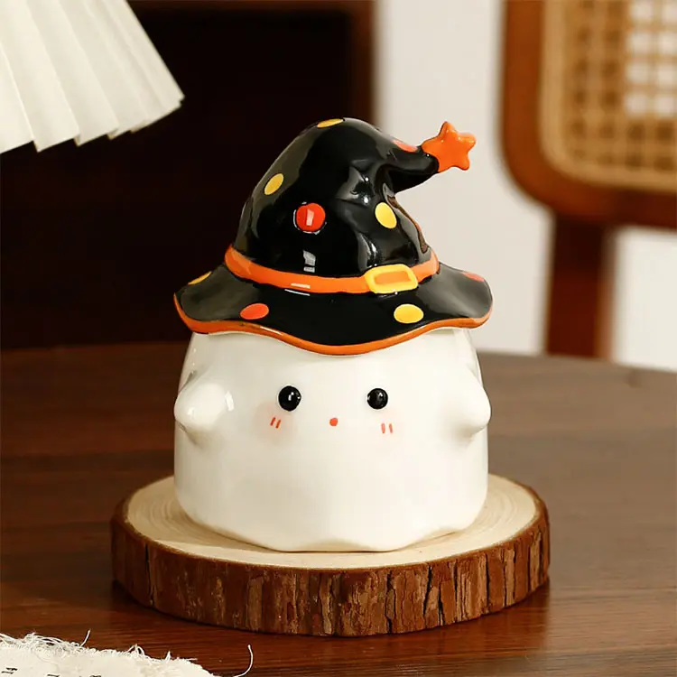 Discount Halloween Ghost Witch Hat Ceramic Storage Jar Manufacturer, Exporter