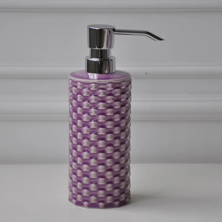 China Modern Minimalist Woven - Texture Embossed Purple Ceramic Bathroom Accessory Set Manufacturers, Suppliers