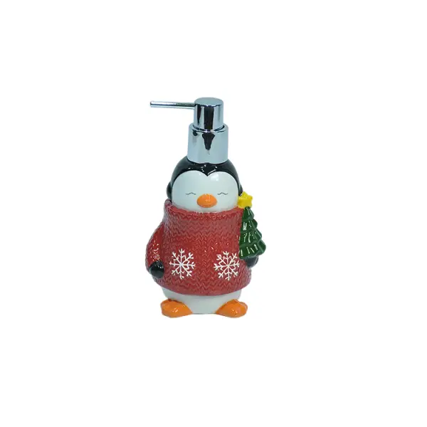 jiashun Christmas Penguin in Red Sweater Holding Tree Dolomite Lotion Dispenser Companies, Products