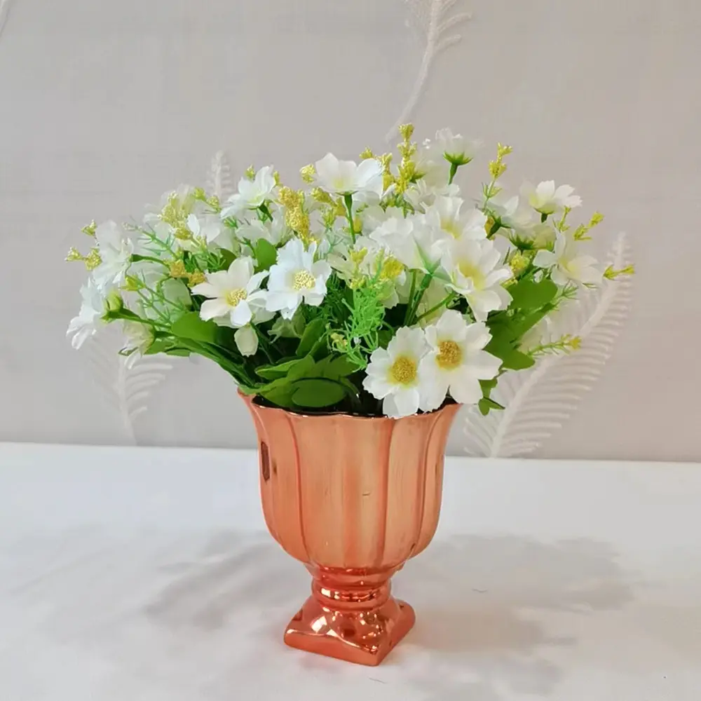 ODM Luxury Warm Orange Titanium-Plated Ceramic Vase Set Manufacturers, Product