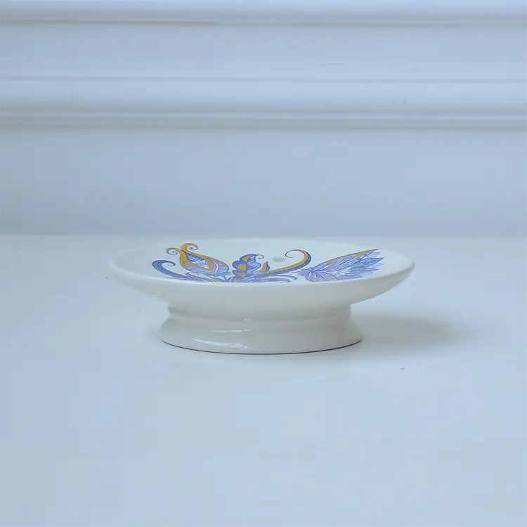Wholesale Vintage Blue - Yellow Floral - Patterned Ceramic Bathroom Accessory Set Factories, Companies