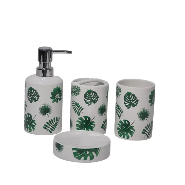 Cheap Tropical Leaf - Printed Dolomite Bathroom 4 - Piece Set Manufacturers, Supplier