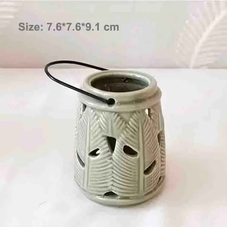 Artistic Celadon Ceramic Candle Holder Details