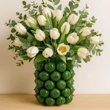 Glossy 3D Lime Shaped Ceramic Vase 19x19x25cm Luxury Home Decor Flower