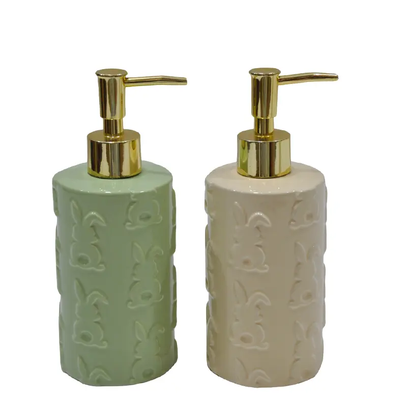 jiashun Easter Bunny Embossed Dolomite Lotion Dispenser Set - 2 - Piece (Mint Green & Cream) Factories, Exporter