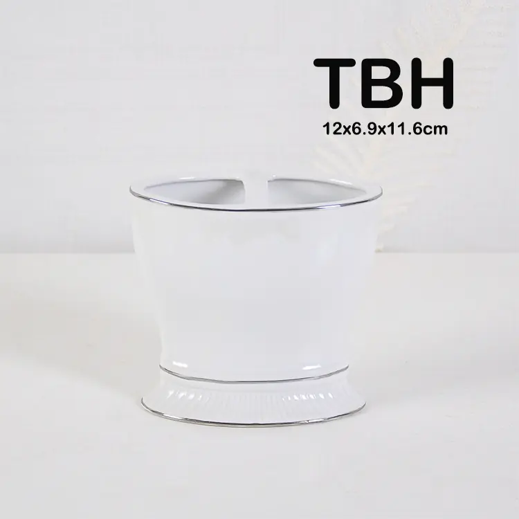 jiashun Elegant White Ceramic Bathroom Accessories Set with Silver Rim Manufacturer, Factories