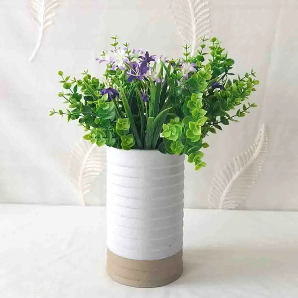 China Morandi Color Ribbed Two-Tone Stoneware Vase Factories, Exporter