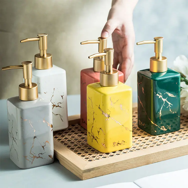 Cheap Colorful Marble-Pattern Square Ceramic Lotion Dispenser Manufacturer, Company