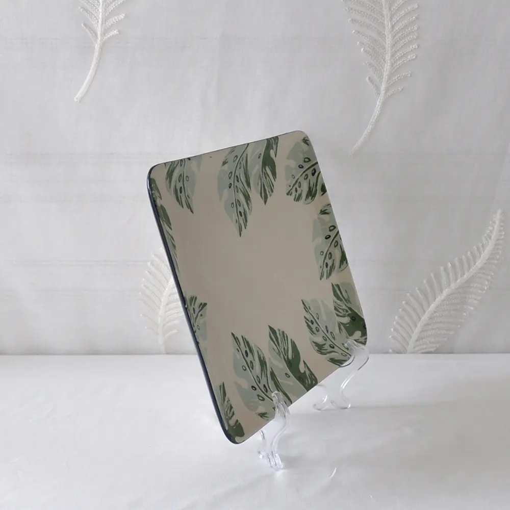 jiashun Tropical Monstera Leaf Printed Square Ceramic Serving Tray Manufacturer, Exporter