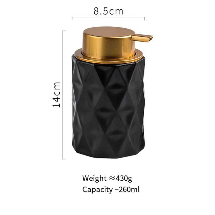 Multicolor Rhombus Embossed Ceramic Soap Dispenser - Classic Black