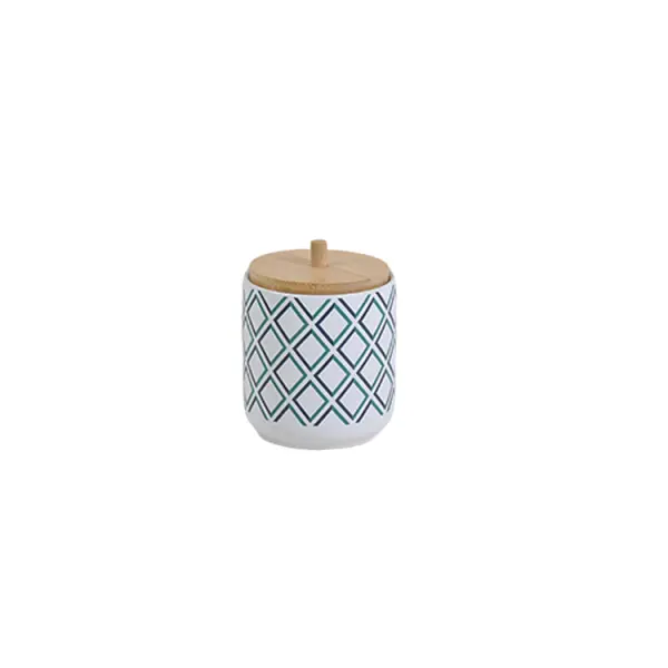 Buy Teal & White Geometric - Patterned Stoneware Bathroom 7 - Piece Set Supplier, Factory