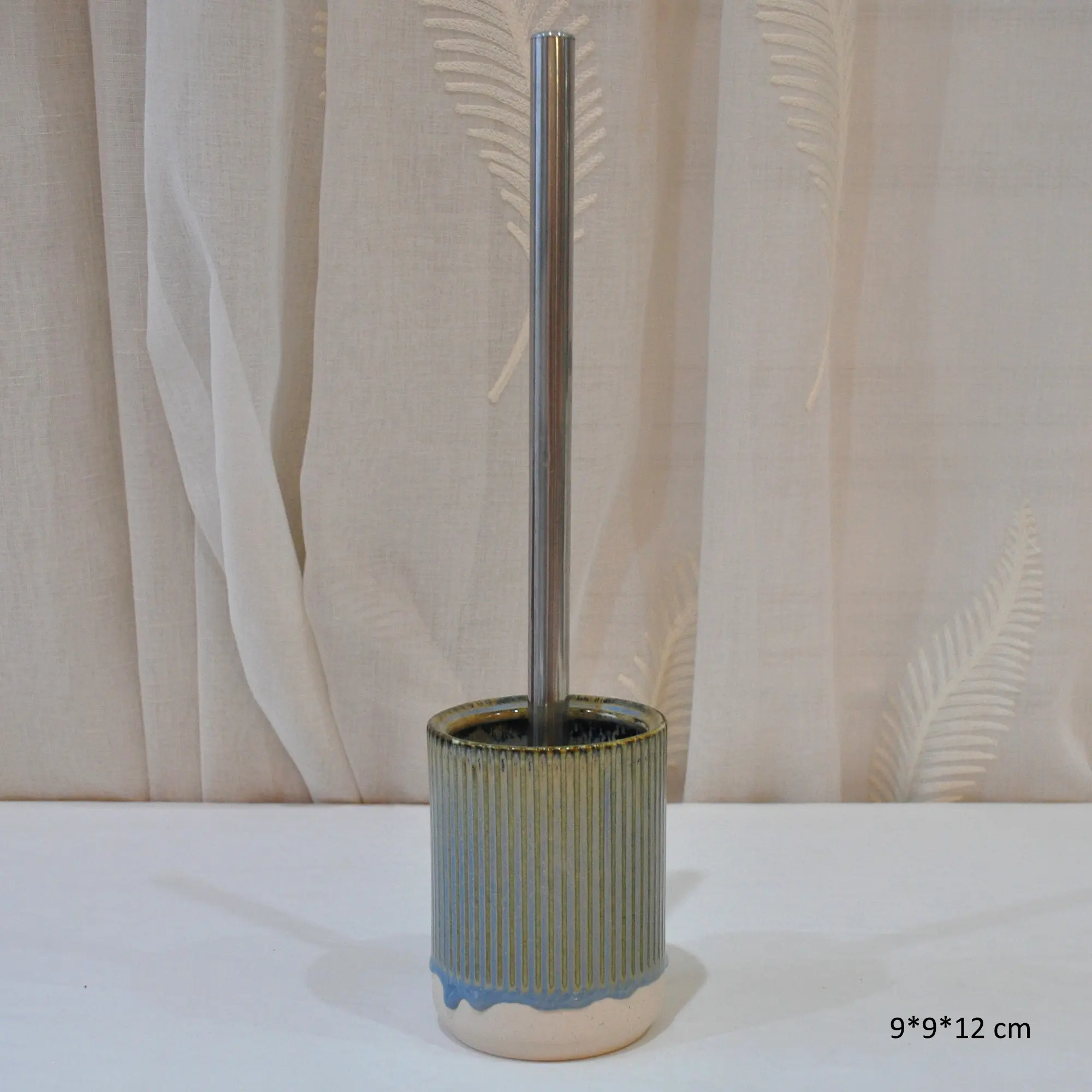 ODM Natural Style Gradient Vertical Stripes Stoneware 5-Piece Bathroom Accessory Set Company, Companies