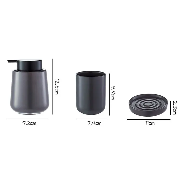 Matte Black Minimalist Ceramic Bathroom Set Detail