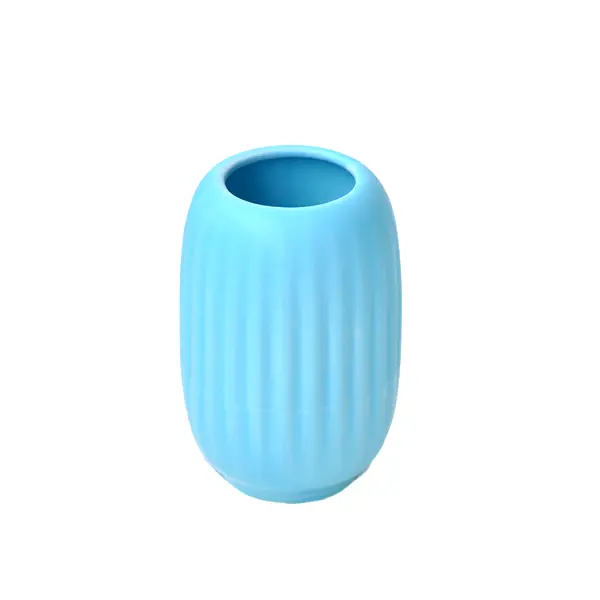 Cheap Sky - Blue Vertical - Ribbed Stoneware Bathroom 5 - Piece Set Manufacturers, Exporter