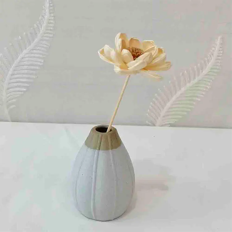 Buy Nordic Minimalist Ribbed Stoneware Bud Vase Exporters, Product