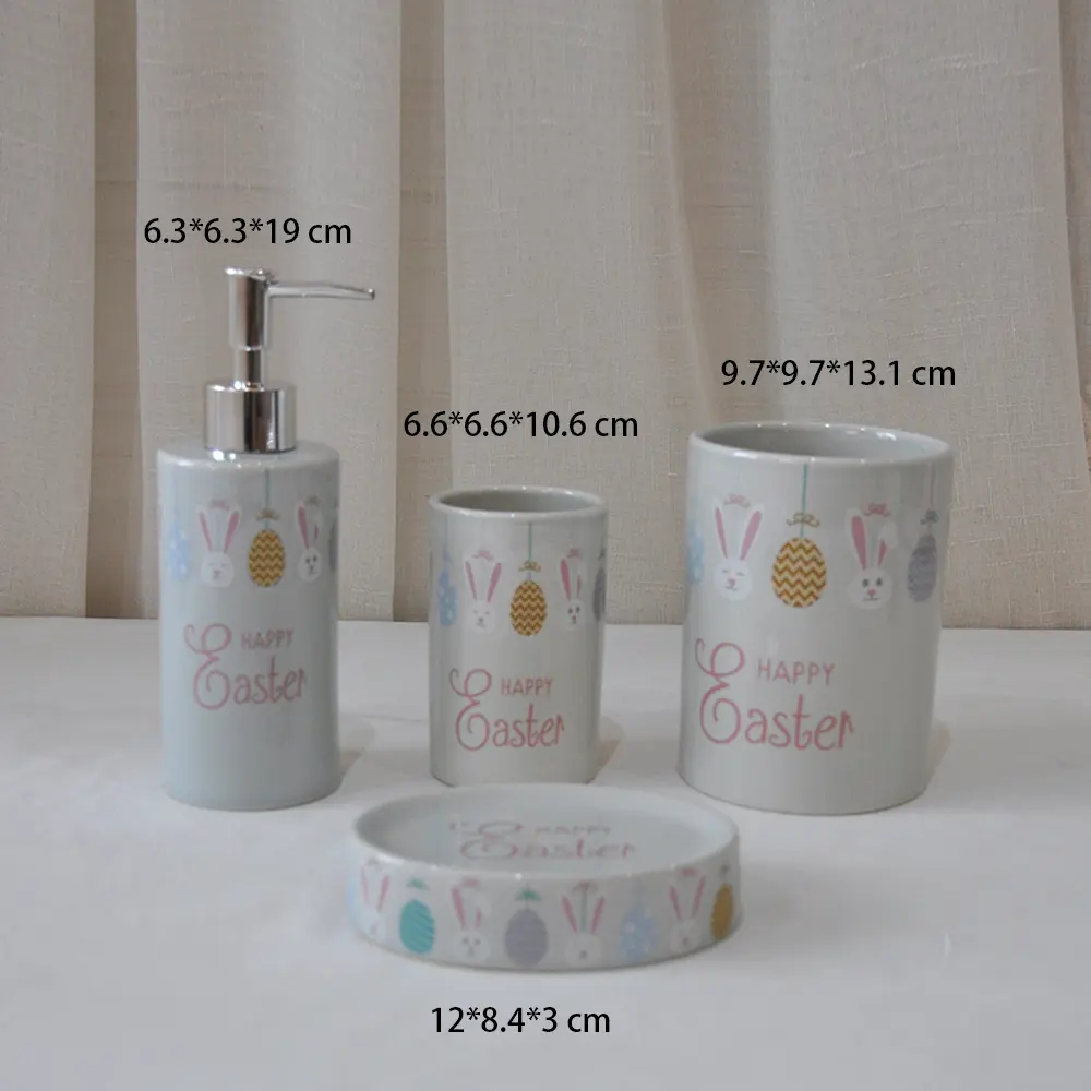 Easter Bunny Egg Stoneware Bathroom Set