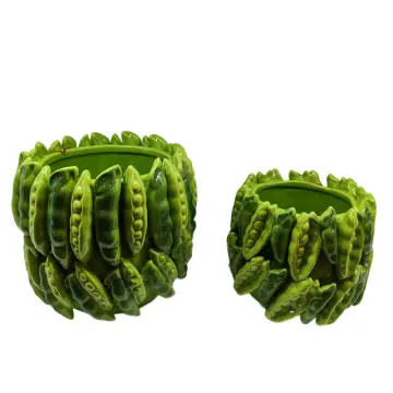 Fresh Rustic Style Creative Pea Pod-Shaped Ceramic Vase Set Home Tabletop