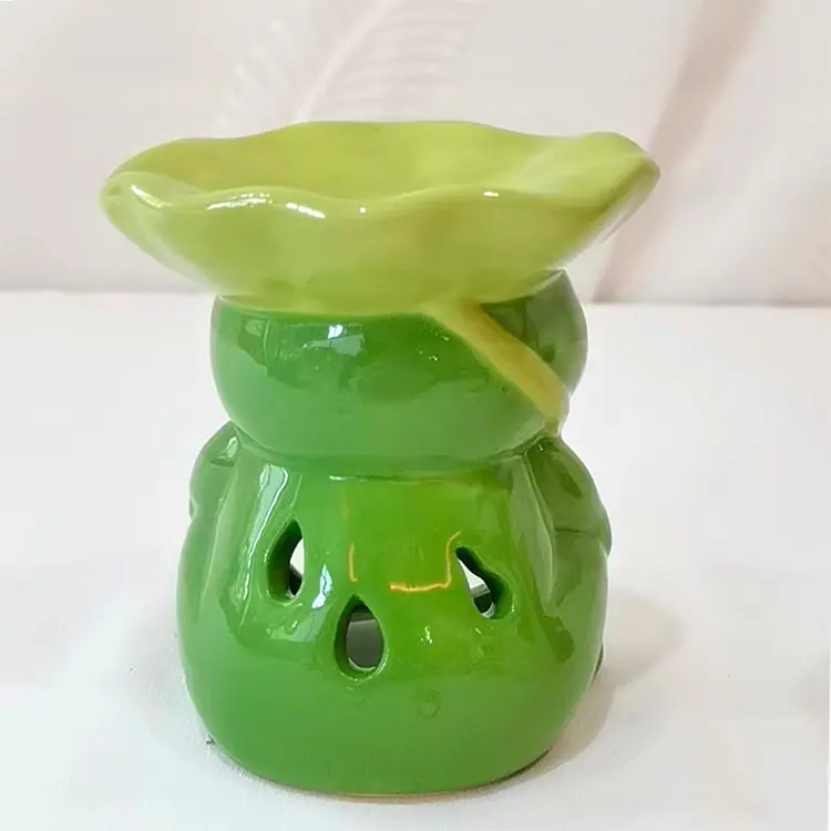 Custom Adorable Green Frog - Shaped Dolomite Candle Holder Company, Companies