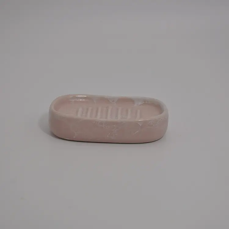 ODM Matte Pink Veined Ceramic Bathroom 4-Piece Set Manufacturers, Suppliers