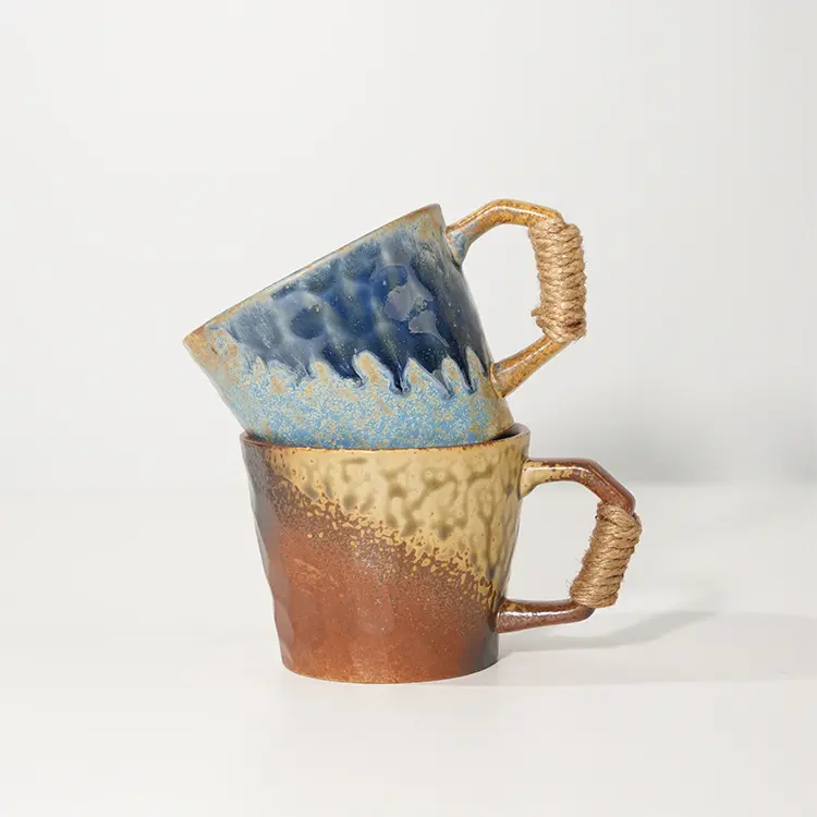 Wholesale Coffee Cups Creative Tea Japanese Coarse Pottery Clay Ceramic Retro Cup Mug Home Cross-border Gifts