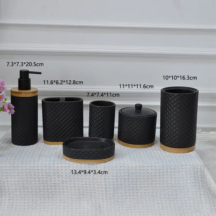 Matte Black Ceramic Bathroom 6-Piece Set
