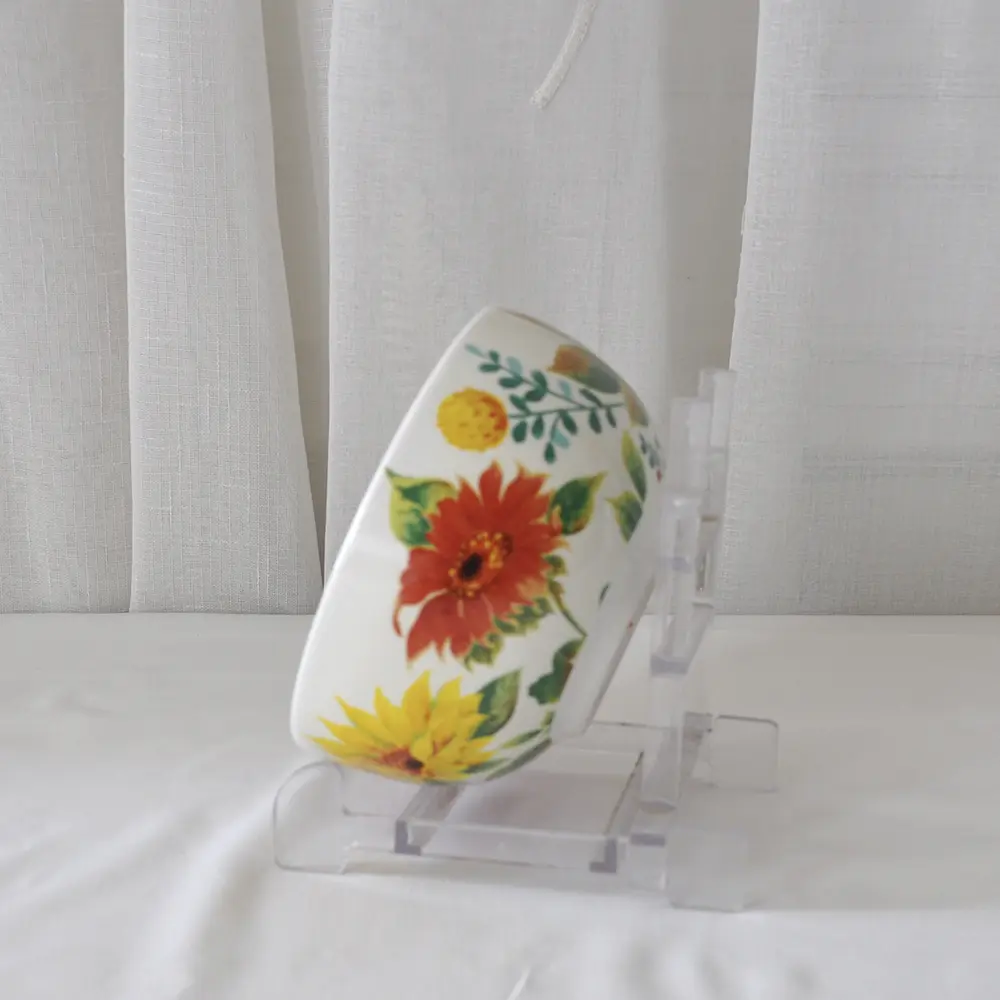 Wholesale Rustic Hand-Painted Sunflower Floral Ceramic Bowl and Spoon Set Manufacturers, Products