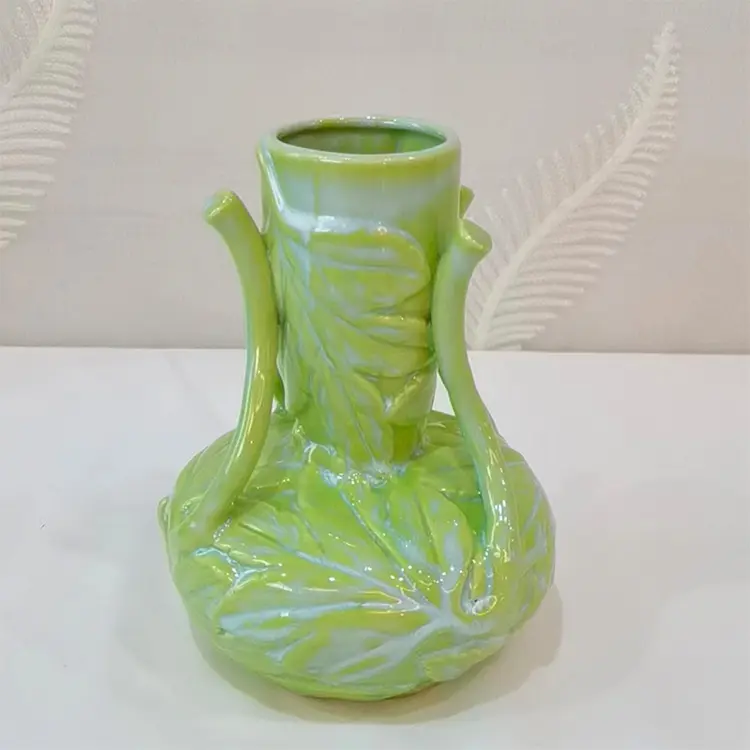 OEM Dual - Handled Leaf - Embossed Light Green Ceramic Vase | Artistic Home Decor Accent Product, Products