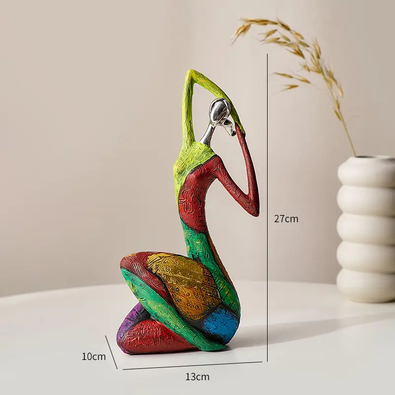 Artistic Abstract Painted Resin Figure Sculpture 3
