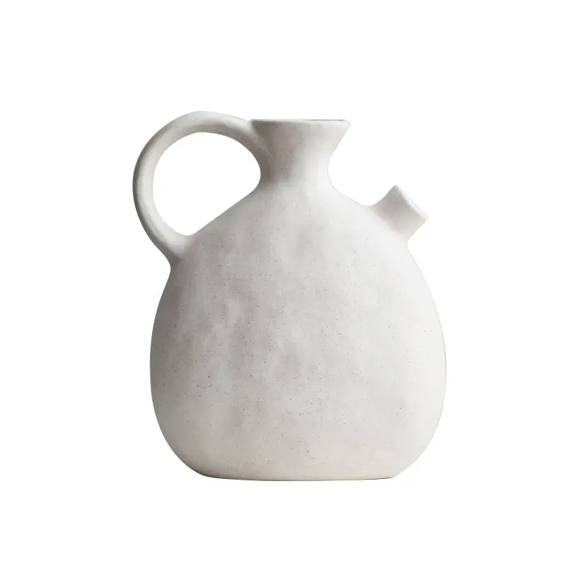 Discount Milky White Speckled Glaze Single-Handled Jug-Shaped Ceramic Vase Factory, Factories